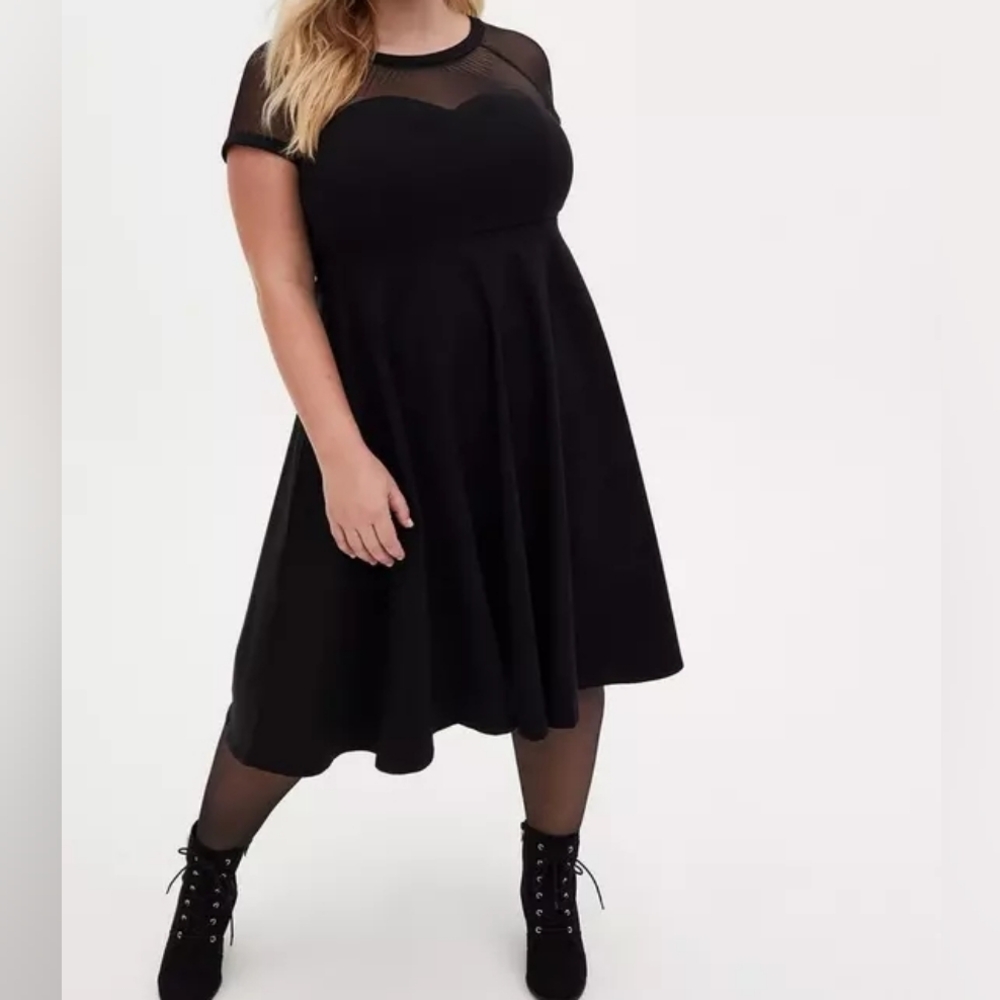 Torrid Black‎  Midi Mesh Swing Dress Size 24